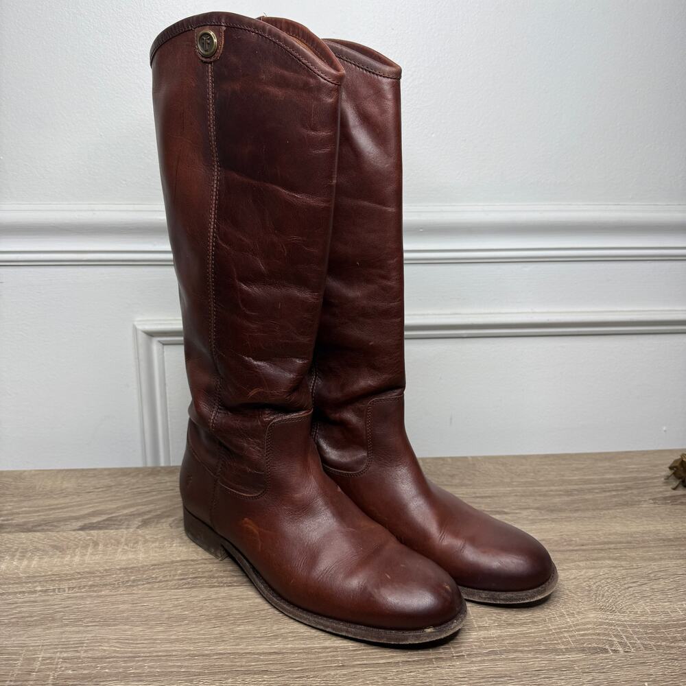 Frye Melissa Button 2 Tall Womens 9 Redwood Leather Boot Equestrian